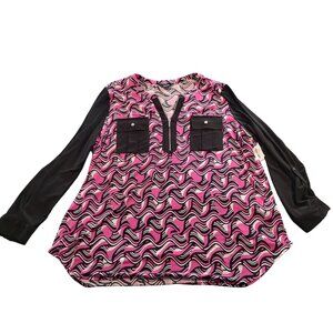 Slim Factor By Investments‎ Blouse Women Sz XL Multicolor Office Casual Workwear